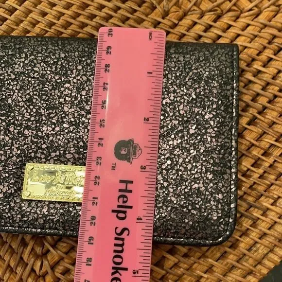 *Luv Betsey* Johnson Black Glitter Sparkle Wristlet LN - Picture 9 of 9